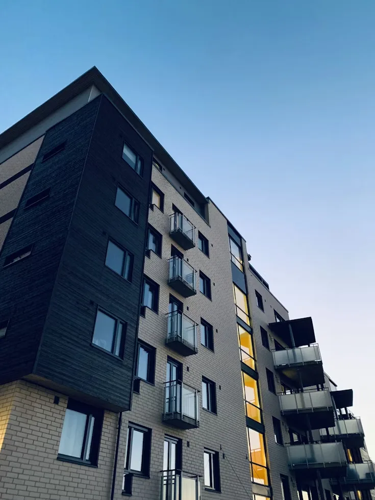 Modern apartment building with balconies